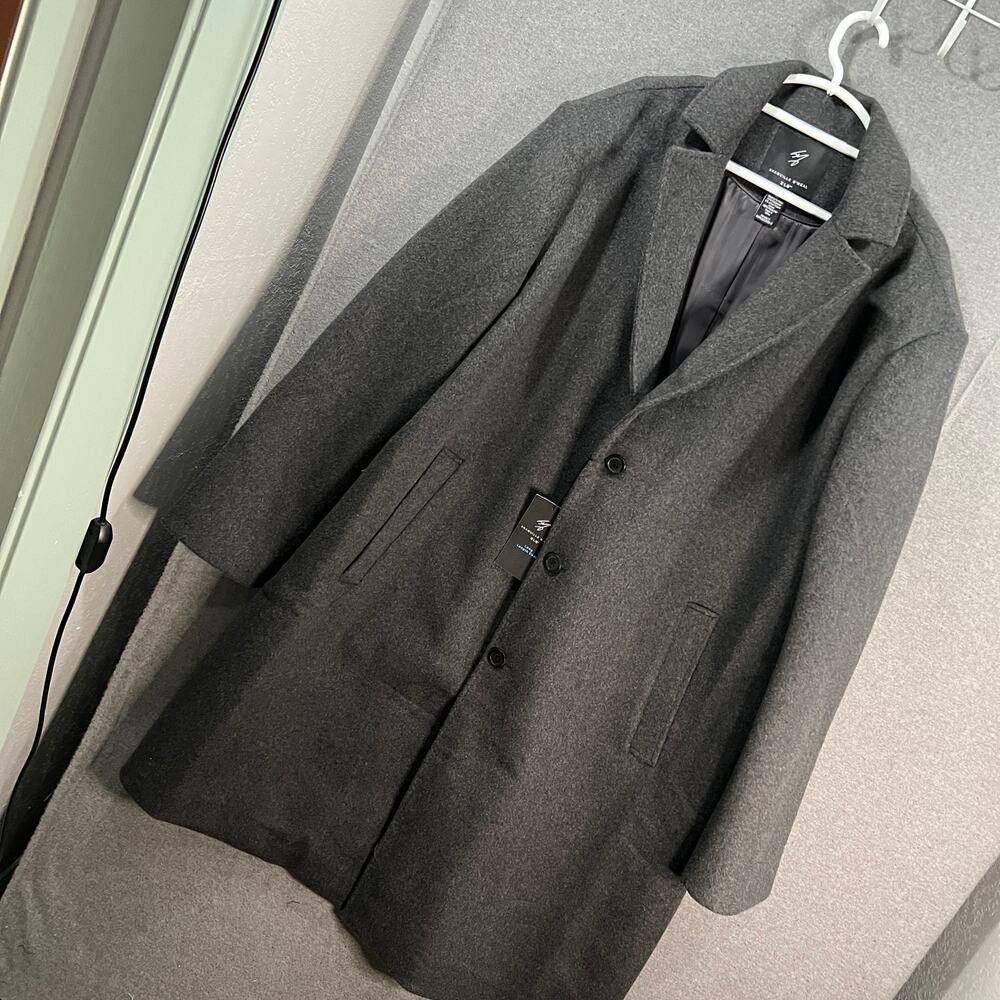 Men's Charcoal Gray Trench Coat by Unknown Brand
